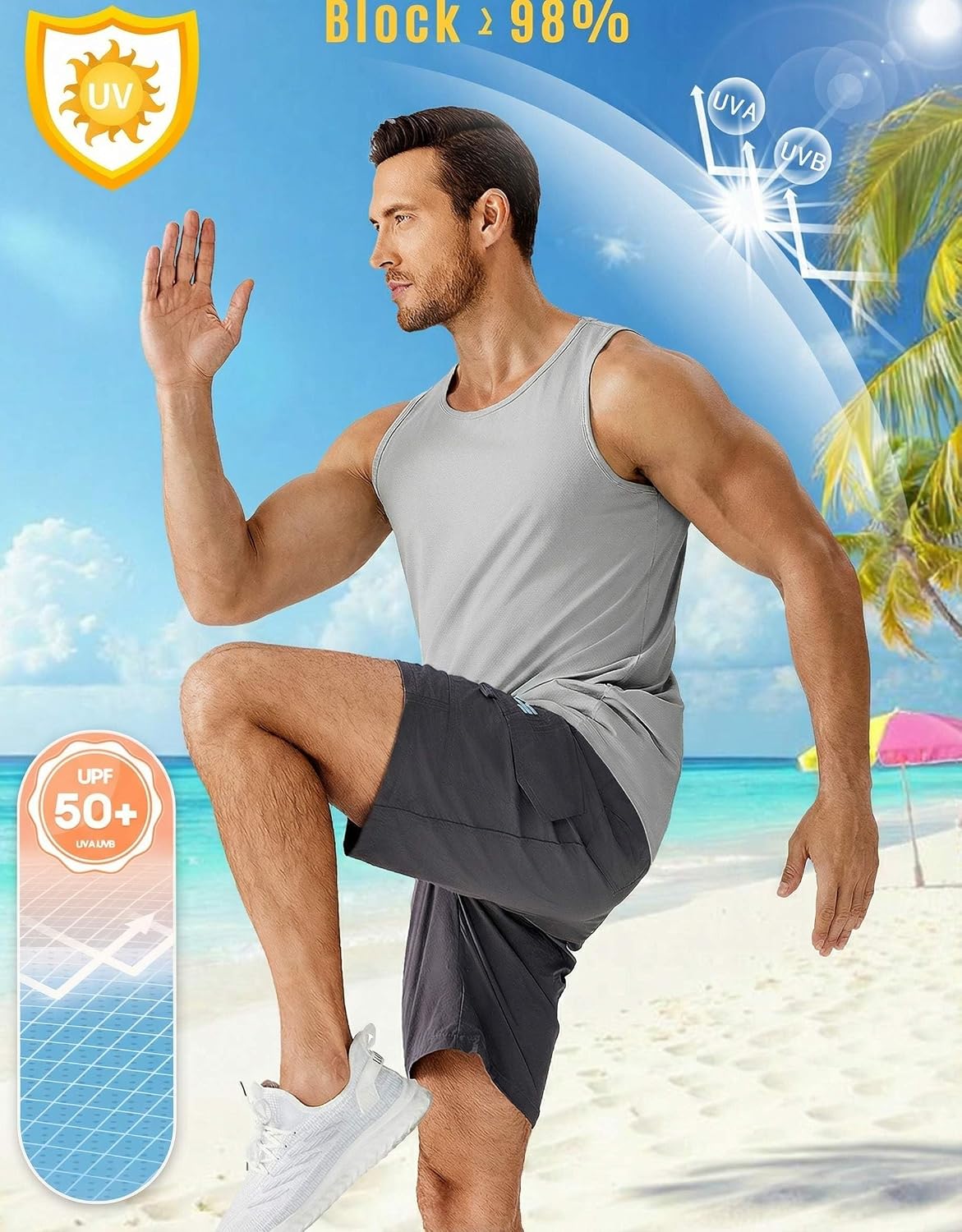 Thumbnail 4 de PINSPARK Men's Tank Tops UPF 50+ Quick Dry Sleeveless Athletic Shirt