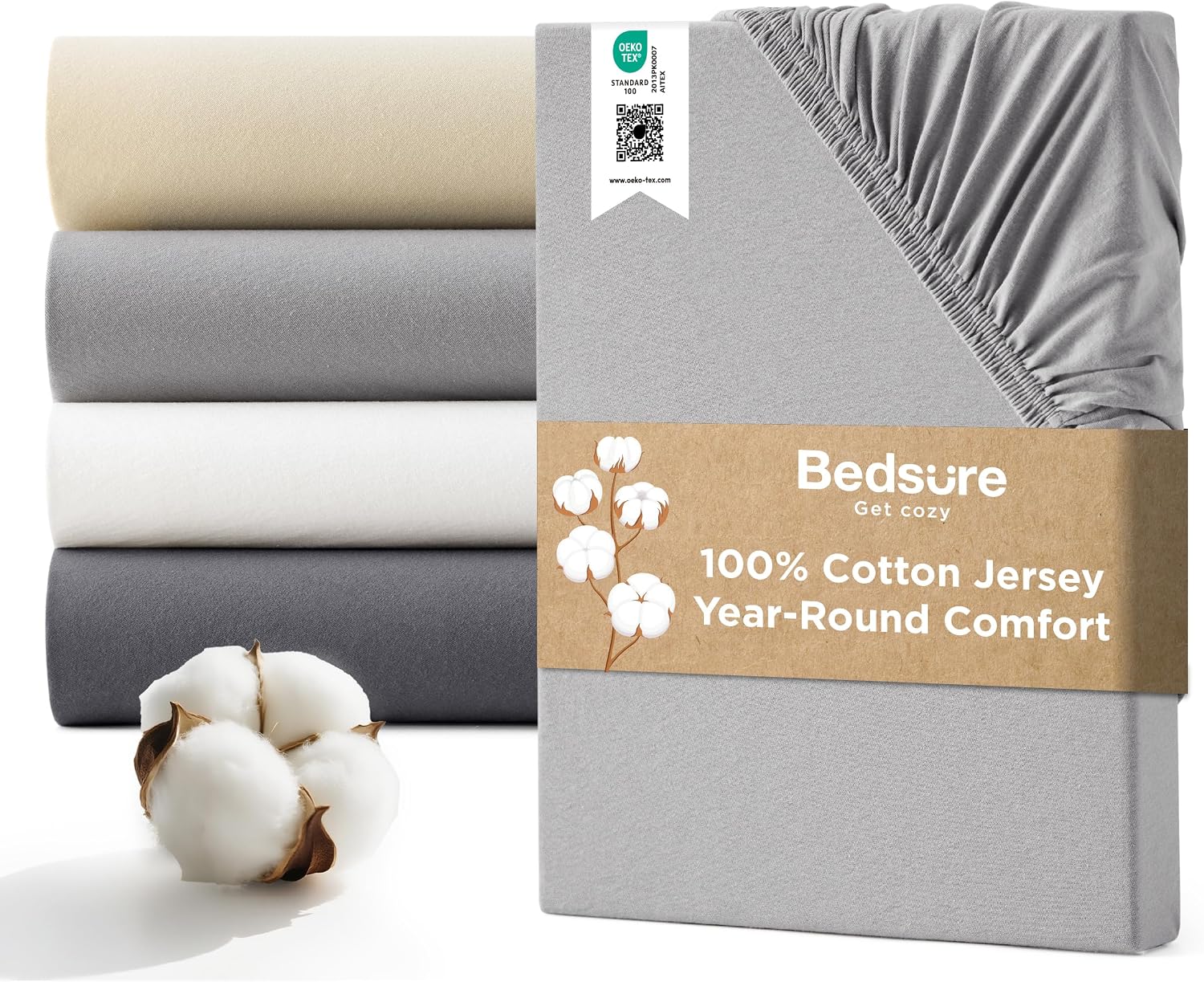 Detalle de Bedsure King Jersey fitted sheet 40 cm