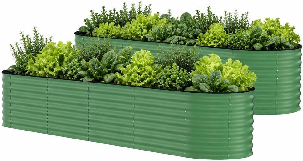 Detalle de Garvee bhg-oiQky0nthCSWL3-47fw-z 2-Pack Oval Galvanized Raised Beds, 24-Inch Deep