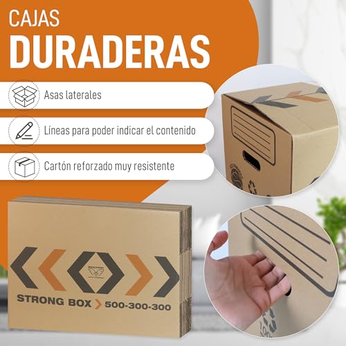Thumbnail 3 de MARCPRINT: 10 Cajas de Mudanza Talla L (45 L) 50x30x30 cm, Reforzadas con Precinto, FSC y 100% Reutilizables