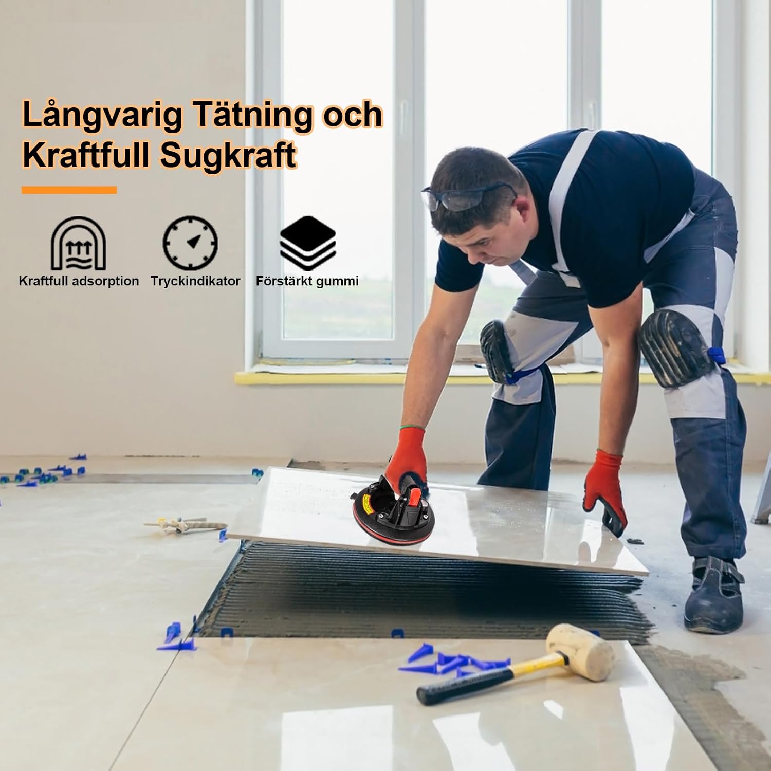 Thumbnail 3 de TQPXZO sugkoppslyftare, 20 cm, 2-pack med manometer och 230 kg maxlast