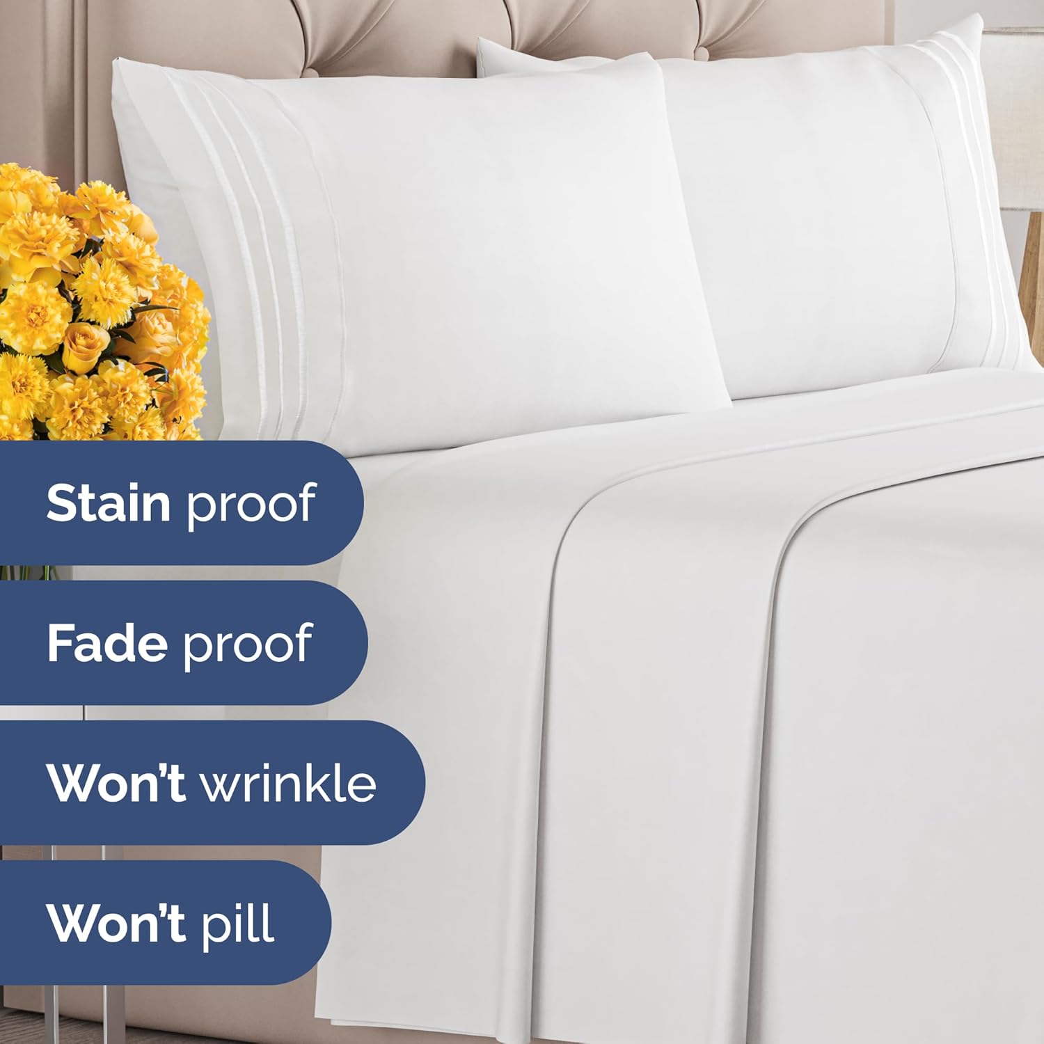 Thumbnail 6 de CGK Unlimited Full Size Flat Sheets (Pack of 20) – Soft, Cooling, Wrinkle & Fade Resistant – White