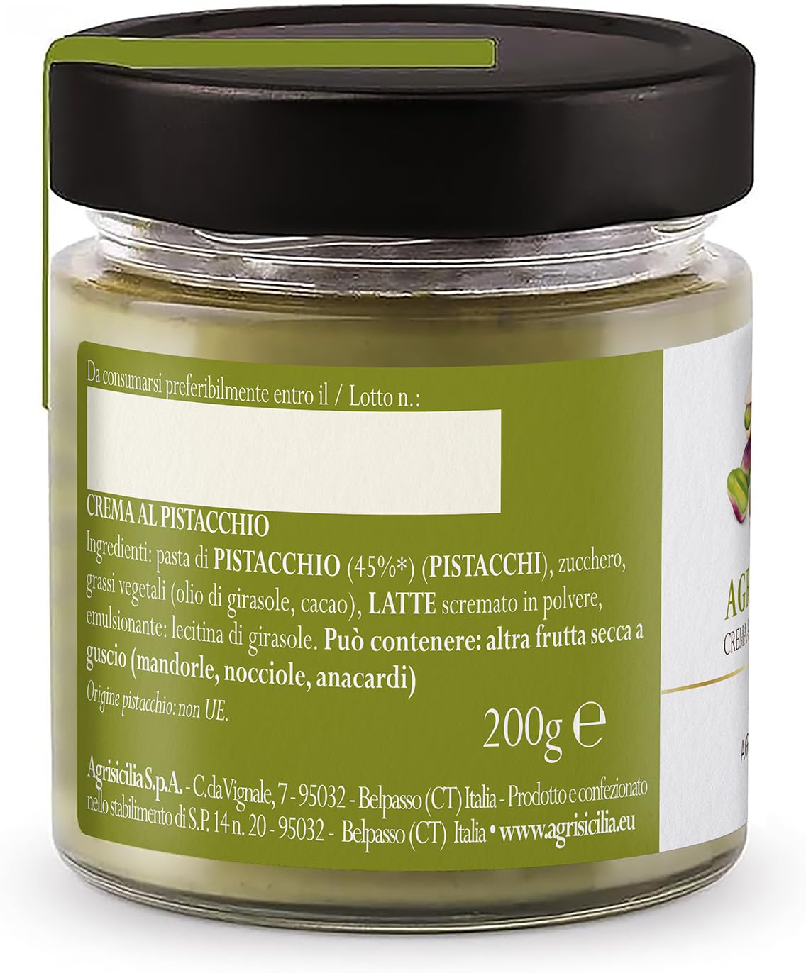 Detalle de AGISICILIA Pistazien-Creme (200 g) – Pistazienmus Brotaufstrich mit 45% Pistazien, ohne Palmöl