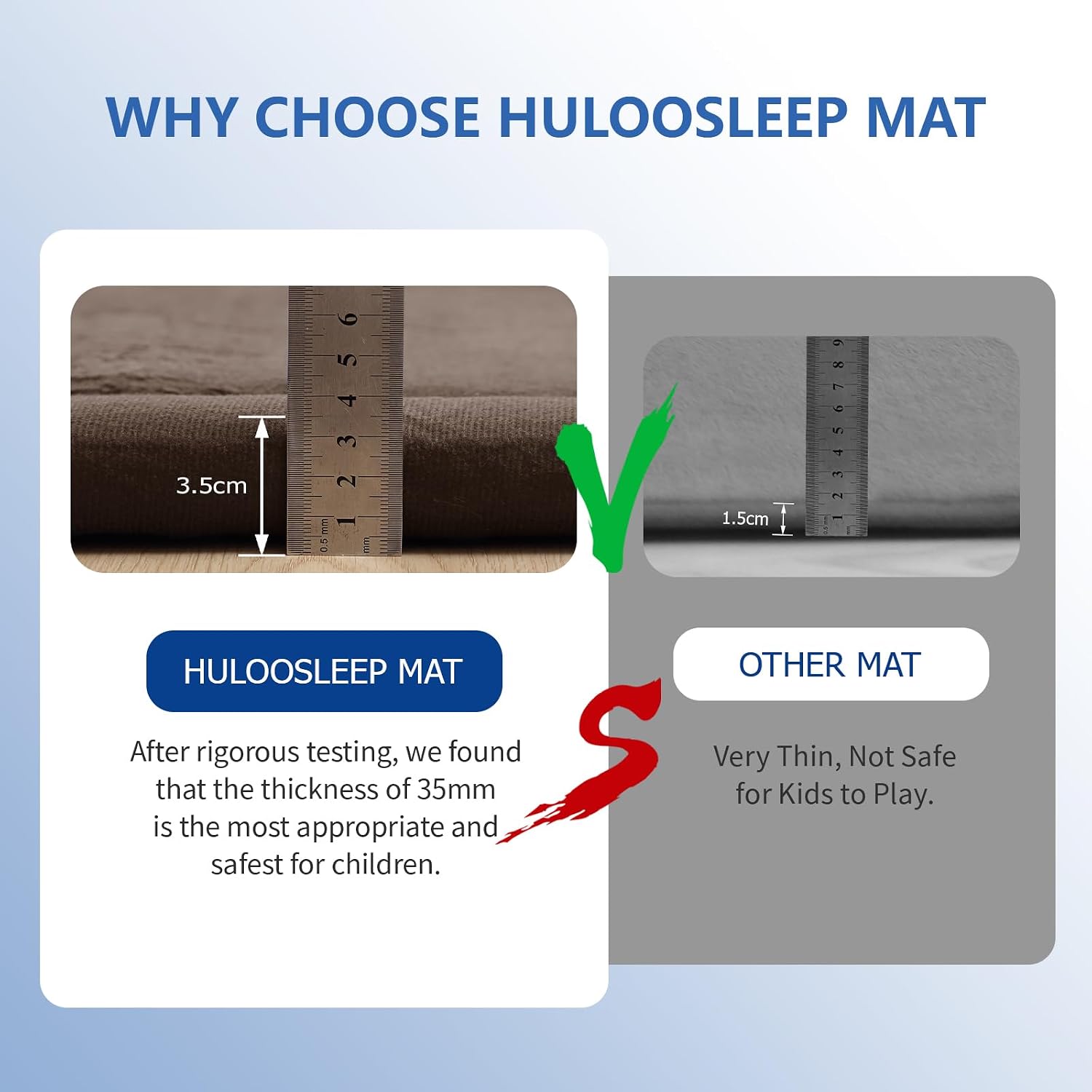 Detalle 2 de Huloo Sleep Baby Play Mat, 71" × 79", 1.3-Inch Memory Foam, Dark Brown