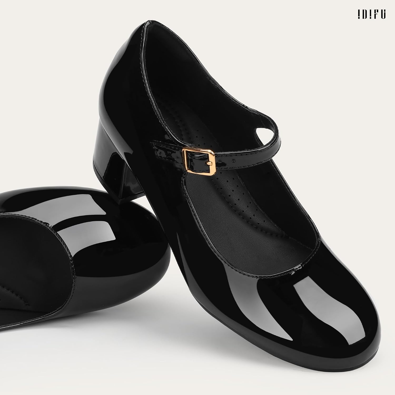 Detalle de IDIFU Women's Mary Jane Pumps with 1.9-Inch Block Heel and Ankle Strap