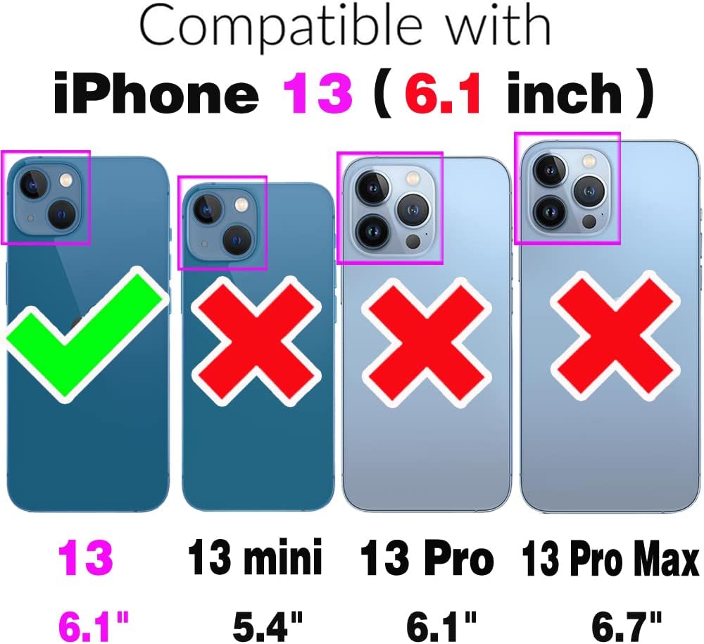 Thumbnail 1 de Asuwish iPhone 13 6.1 Wallet Case with Tempered Glass Screen Protector and Leather Magnetic Flip Cover