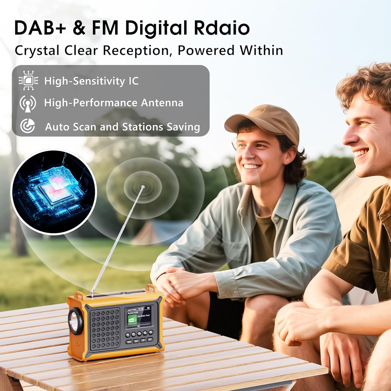 Detalle de Dab/Dab+ Radio d’urgence Portable avec énergie solaire et Bluetooth 5.0 — 12000 mAh