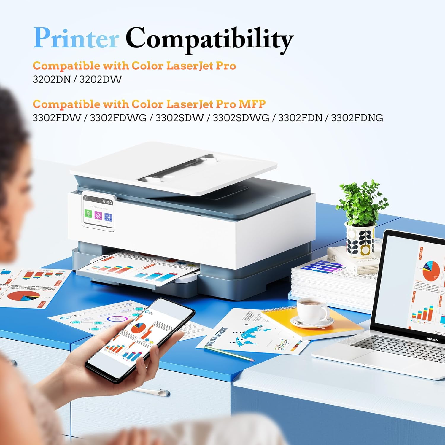 Thumbnail 1 de LxTek 219X Toner-Set mit Chip (219A) Schwarz – kompatibel mit HP Color LaserJet Pro MFP 3302/3202, 4er-Pack