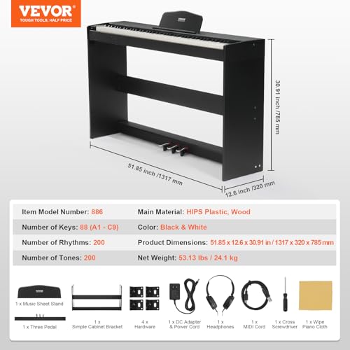 Thumbnail 6 de VEVOR Pianoforte Digitale 88 Tasti Pesati con Doppia Tastiera, Bluetooth e MIDI – Set completo
