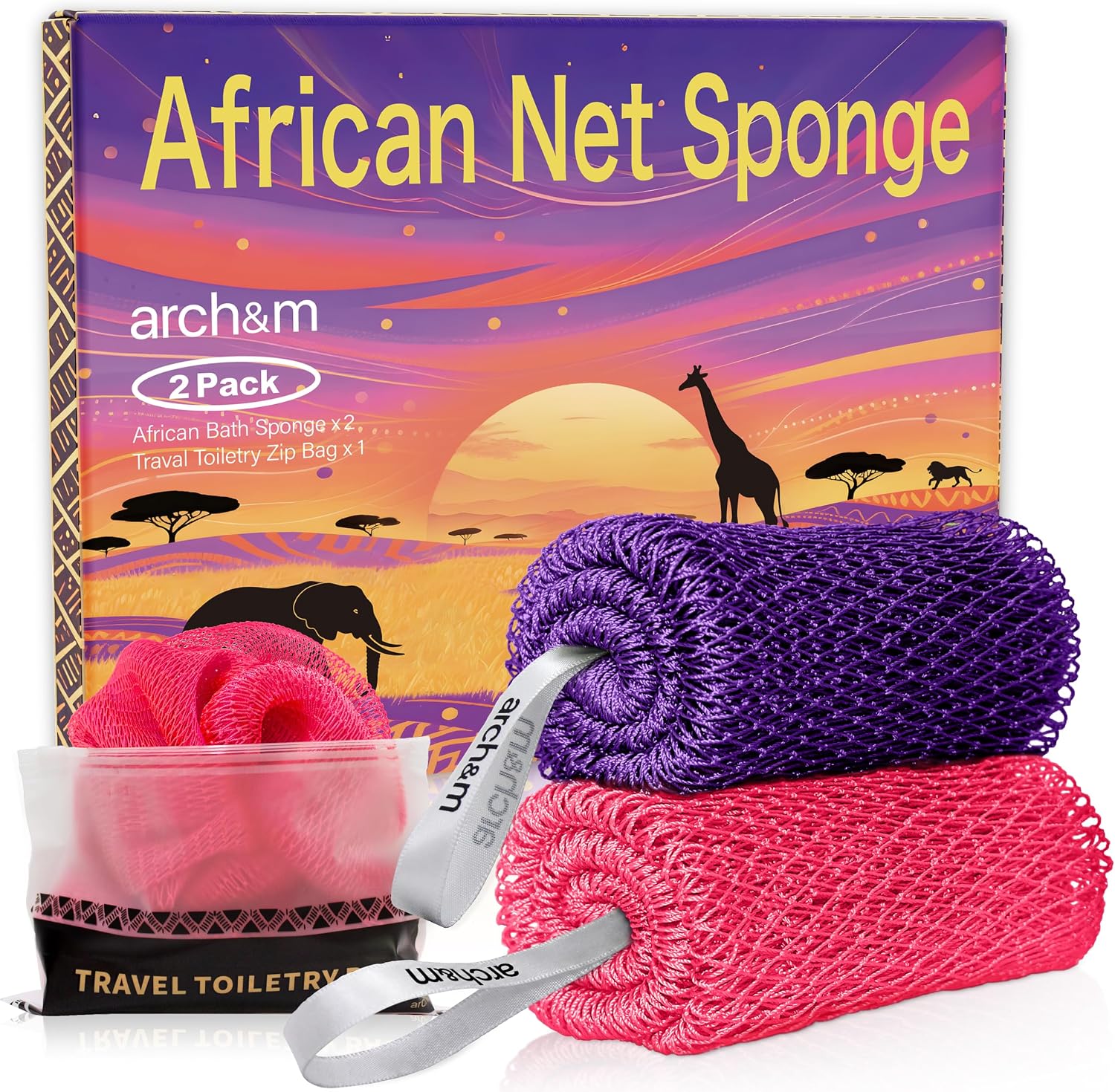 Detalle de ARCH&M African Net Sponge Exfoliator Purple + Pink