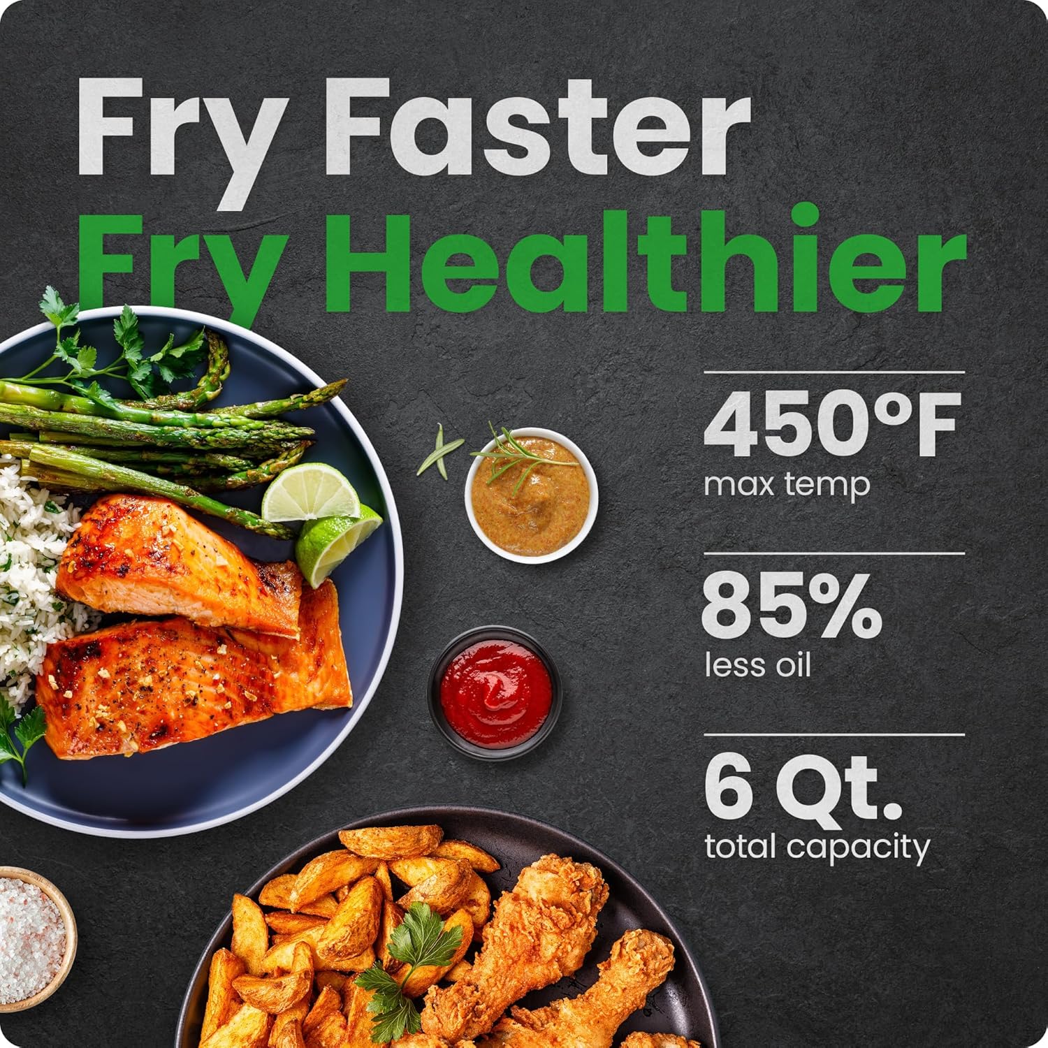 Thumbnail 1 de Chefman 6 QT Compact Air Fryer with Hi-Fry Technology, Easy-View Window & Touch Controls (Black)