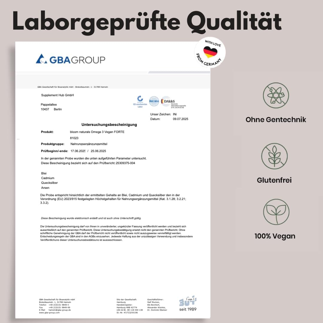 Thumbnail 4 de Omega 3 Kapseln Hochdosiert FORTE Vegan – 120 Kapseln mit 2000 mg Algenöl, DHA & EPA (Laborgeprüft, in Deutschland hergestellt)