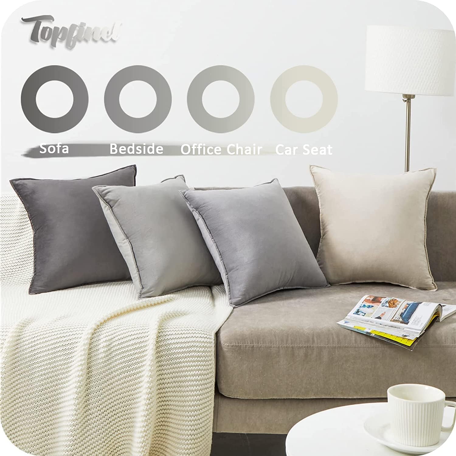 Detalle 2 de 45x45 Kissenbezug Set Samt grau