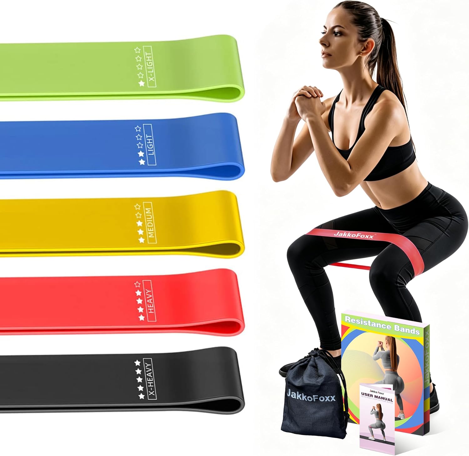 Detalle de JAKKOFOXX Resistance Bands – motståndsband i TPE, set med fem nivåer