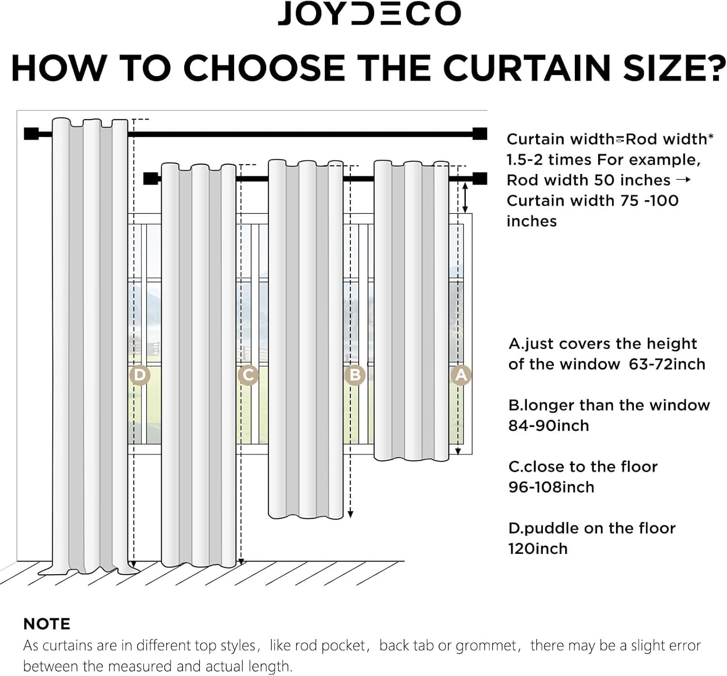 Thumbnail 6 de Joydeco Blackout Thermal Lined Curtains (2 Panel Set) 52x84 Inch with Back Tabs & Rod Pocket