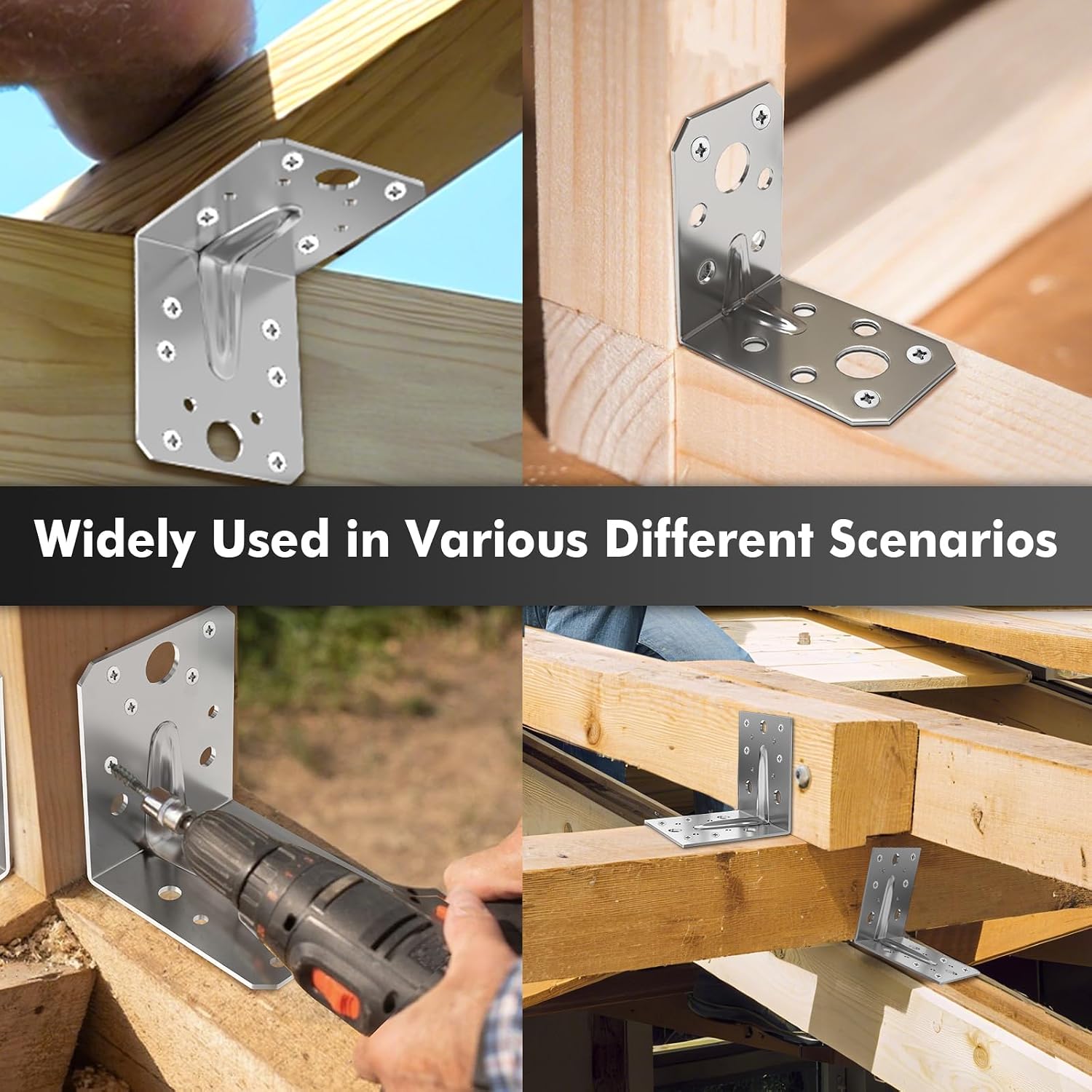 Thumbnail 5 de 24Pcs Heavy Duty Galvanised L Brackets 53x53x35mm | Reinforced 2mm Steel for Shelves & Furniture