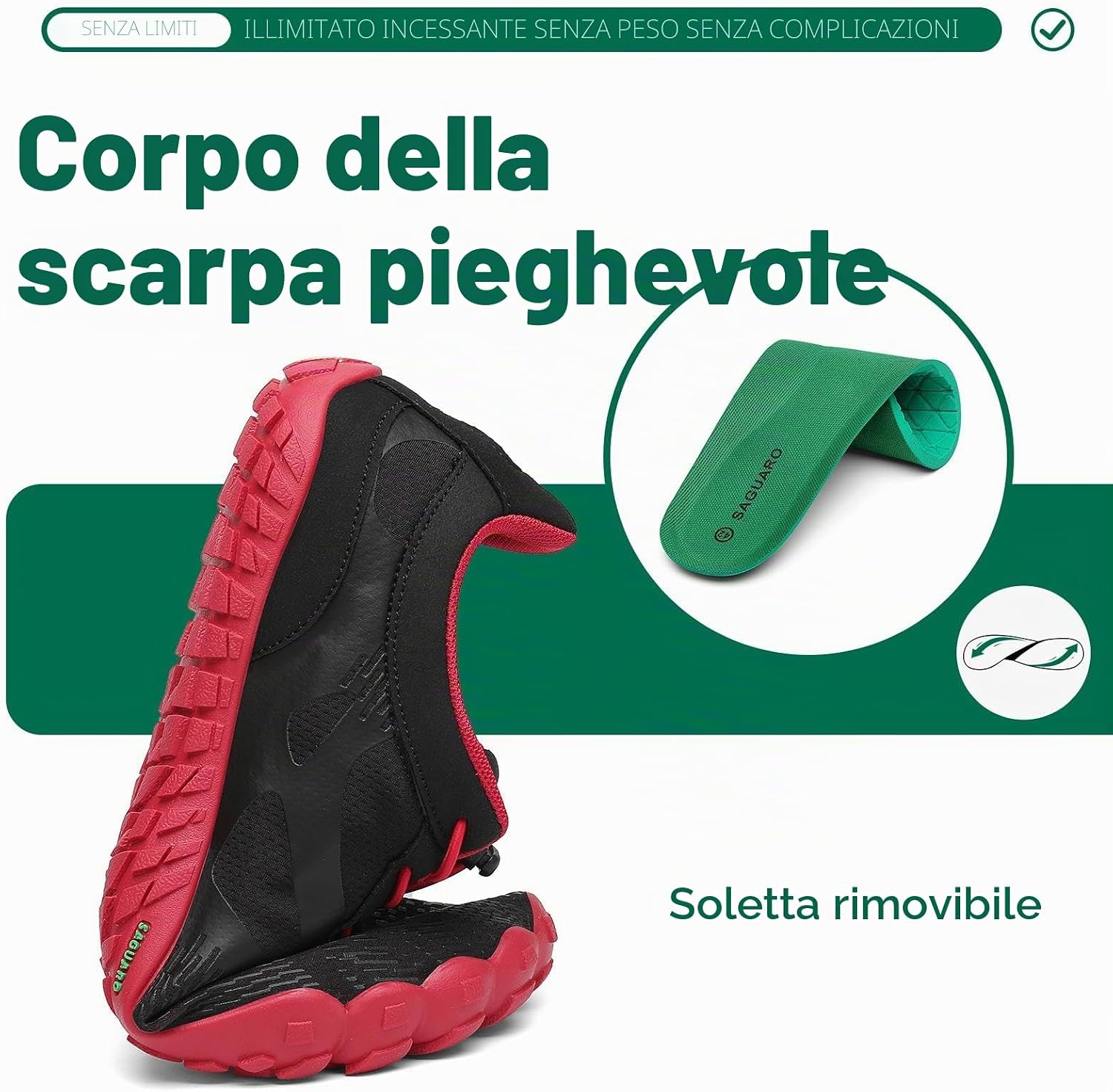 Detalle de SAGUARO Scarpe da Trail Running Barefoot Uomo Donna – Estremamente flessibili e leggere per palestra e trekking (GR.36-48)