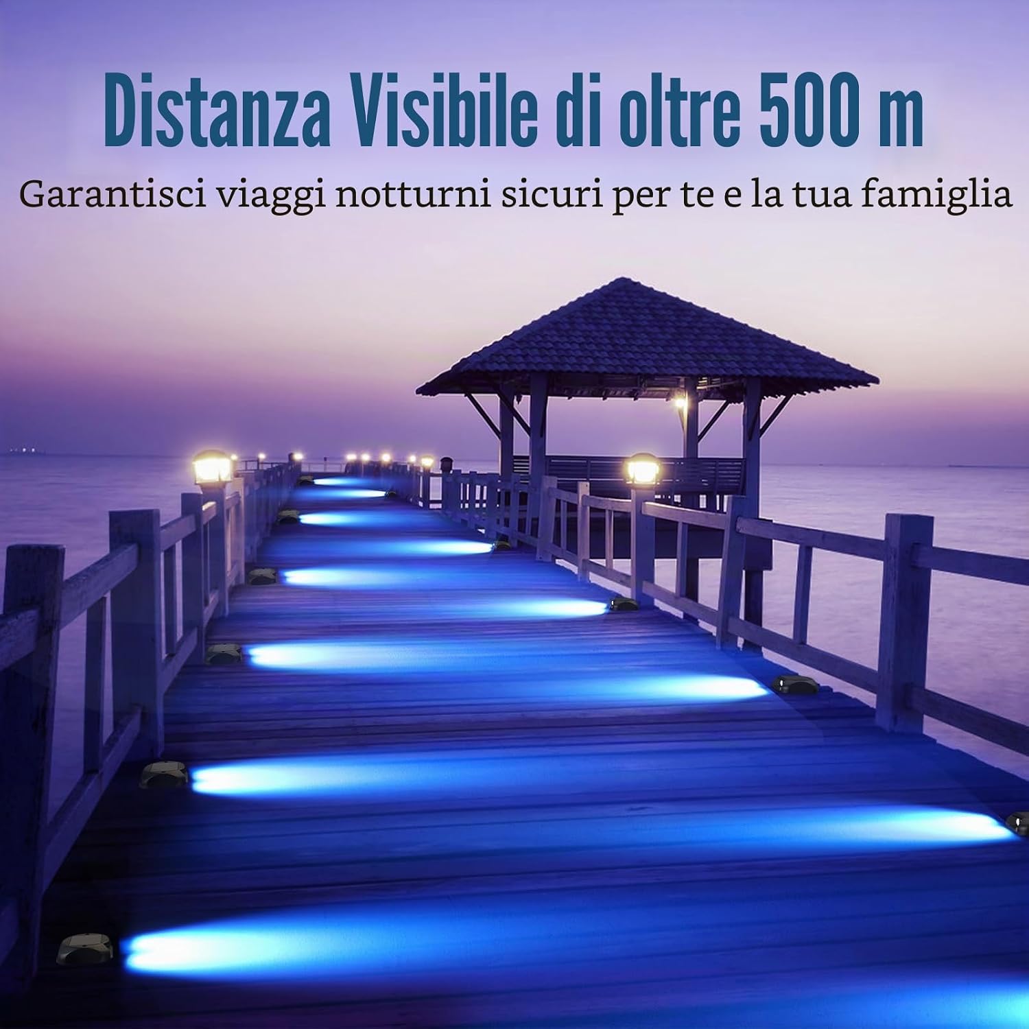 Detalle 2 de Quntis 4 Pezzi Faretto Segnapasso Esterno Solare – Luce Blu, IP65, Visibilità 500 m