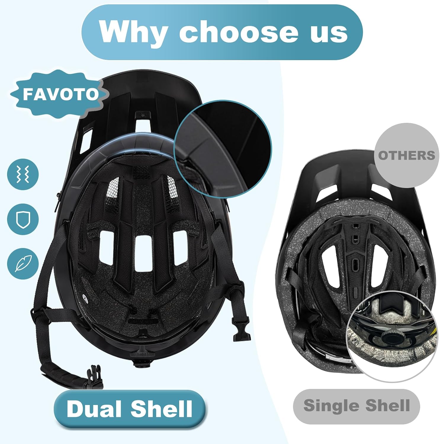 Detalle 2 de Favoto Mountain Bike Helmet lightweight bike helmet
