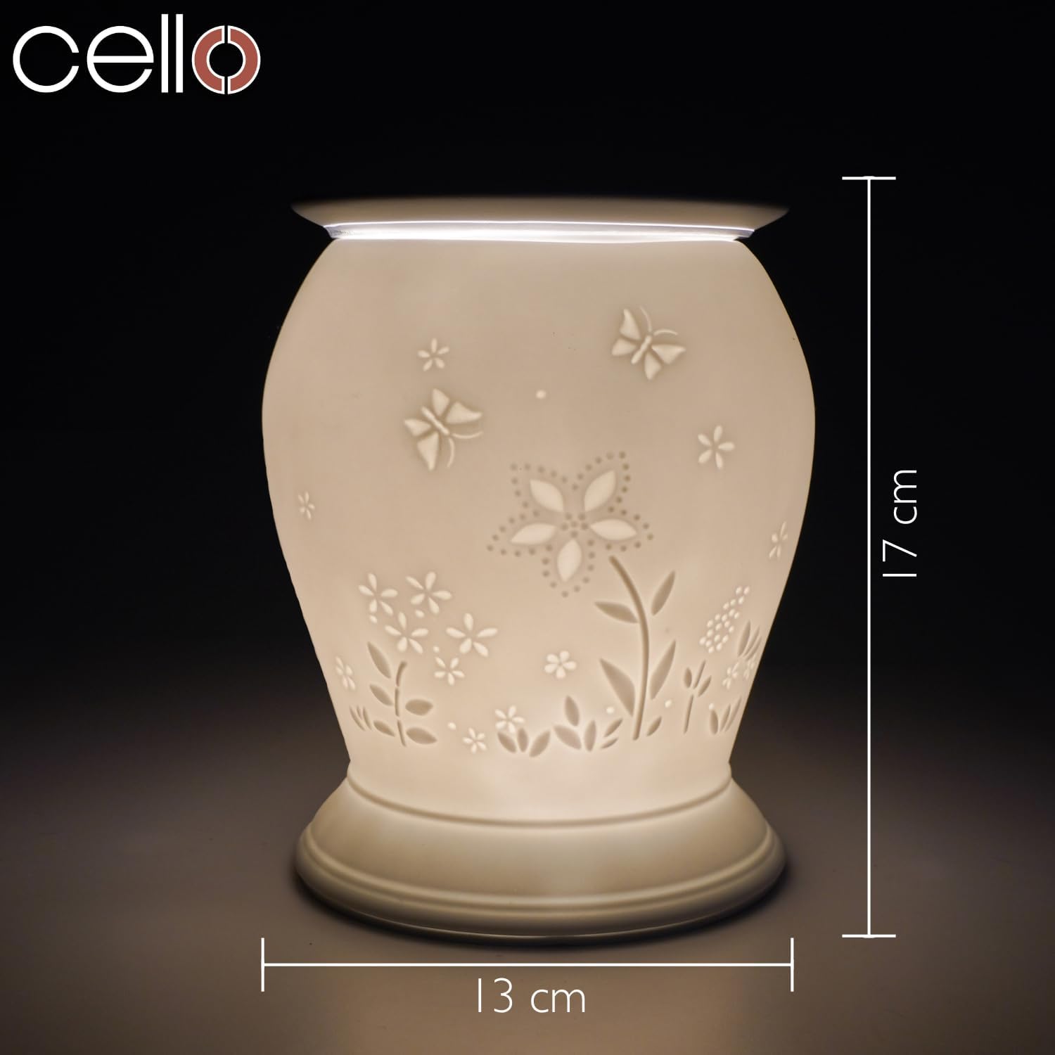 Thumbnail 2 de Cello Porcelain Barrel Electric Wax Melt Burner with 3D Projection – Flower Pattern