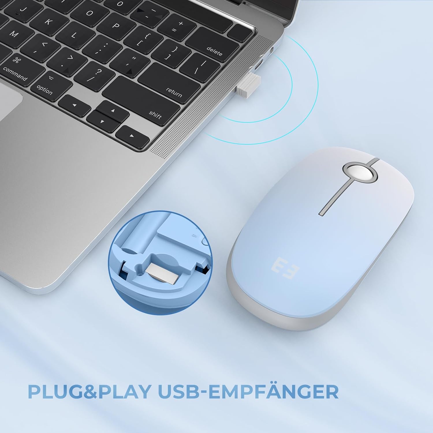 Thumbnail 5 de seenda Kabellose Maus 2,4 G Silent Mouse mit USB-Empfänger – 1.600 DPI, bis zu 18 Monate Akkulaufzeit