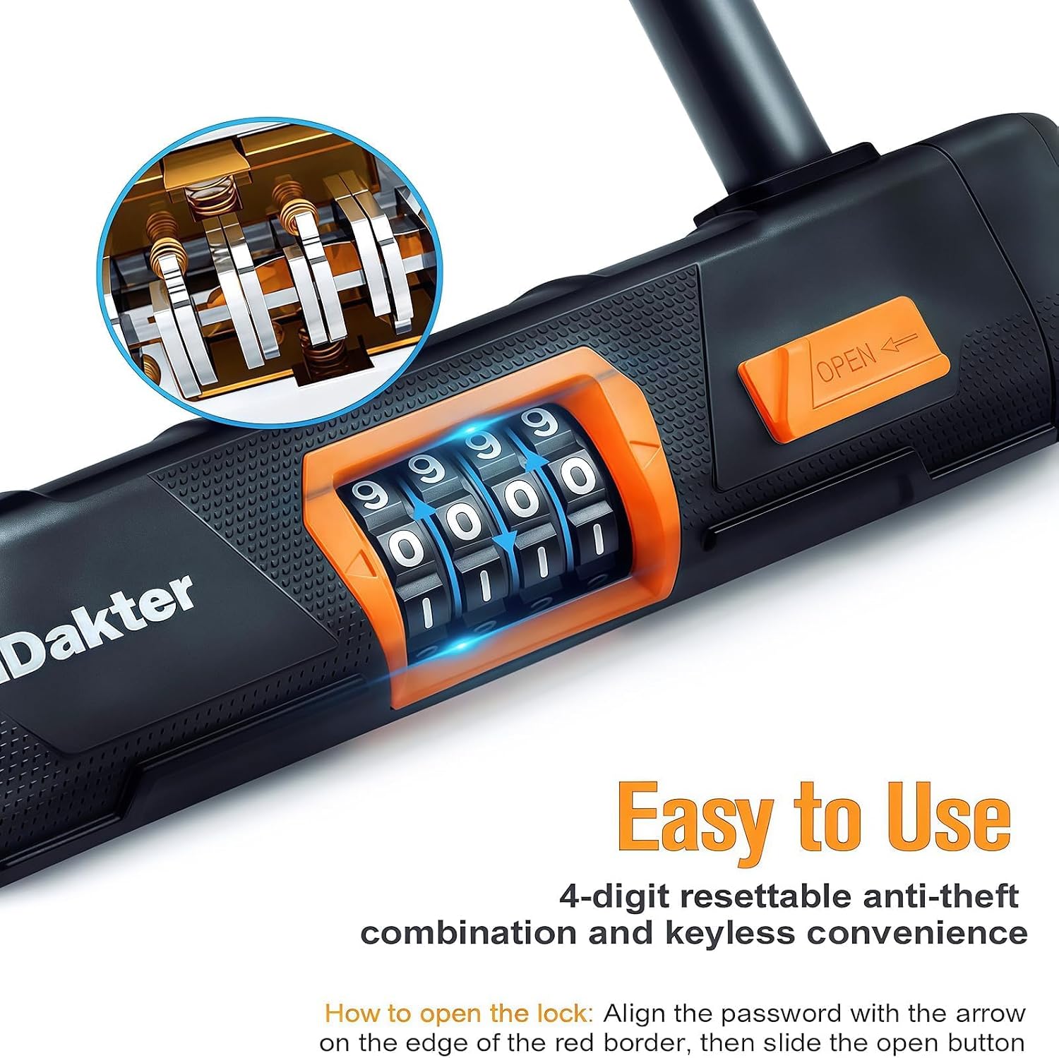 Thumbnail 1 de NDakter Bike Lock: Keyless Heavy-Duty 4-Digit D Lock for Bikes, E-Bikes and Scooters
