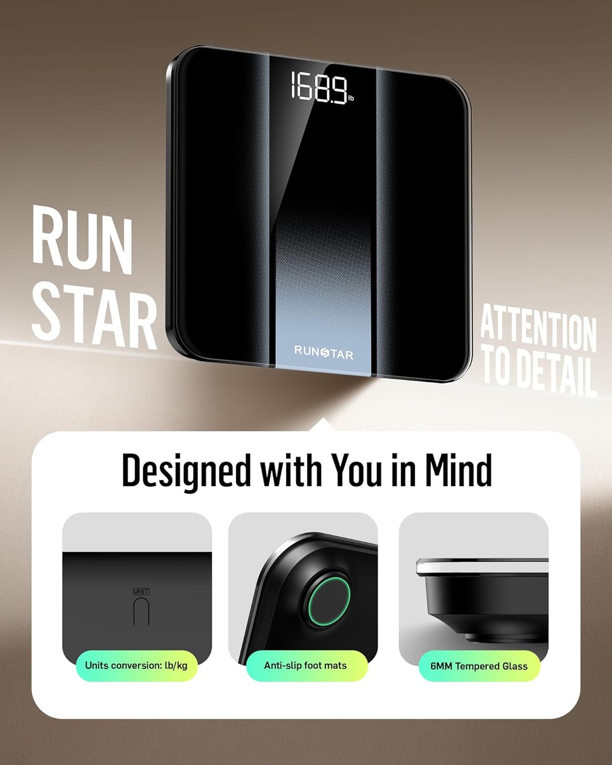 Thumbnail 5 de Runstar RunStar Digital Bathroom Scale (Silver) up to 400lb with clear LED backlight