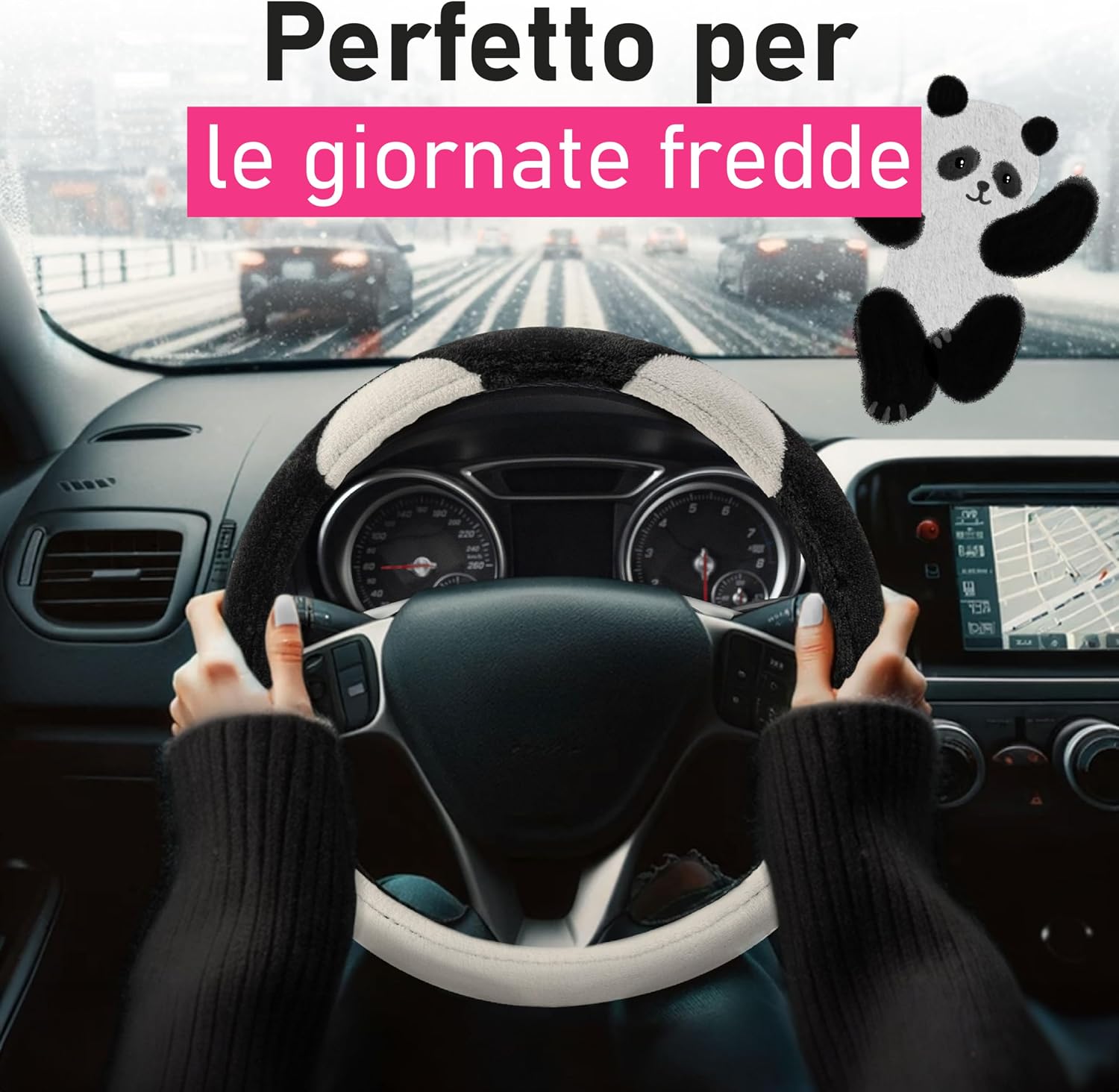 Detalle de Upgrade4cars Coprivolante 37-39 cm peloso nero-bianco