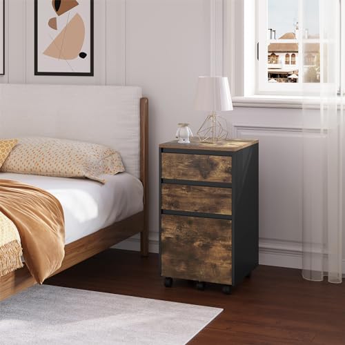 Thumbnail 3 de WOLTU Archivador Móvil 3 Cajones con Ruedas, Roble y Negro 🗄️