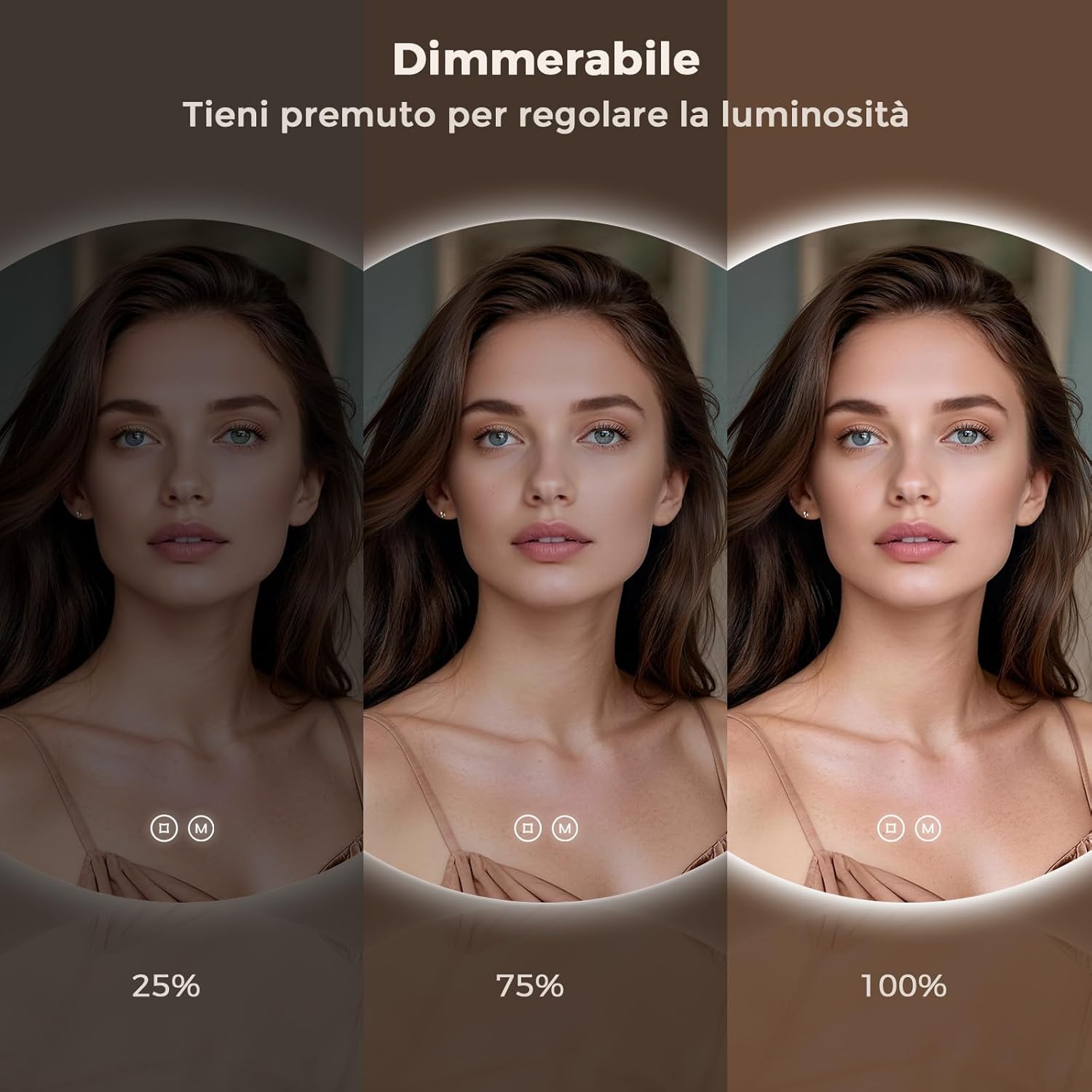 Thumbnail 3 de S’AFIELINA specchio da bagno rotondo LED da 70 cm con illuminazione dimmerabile e touch