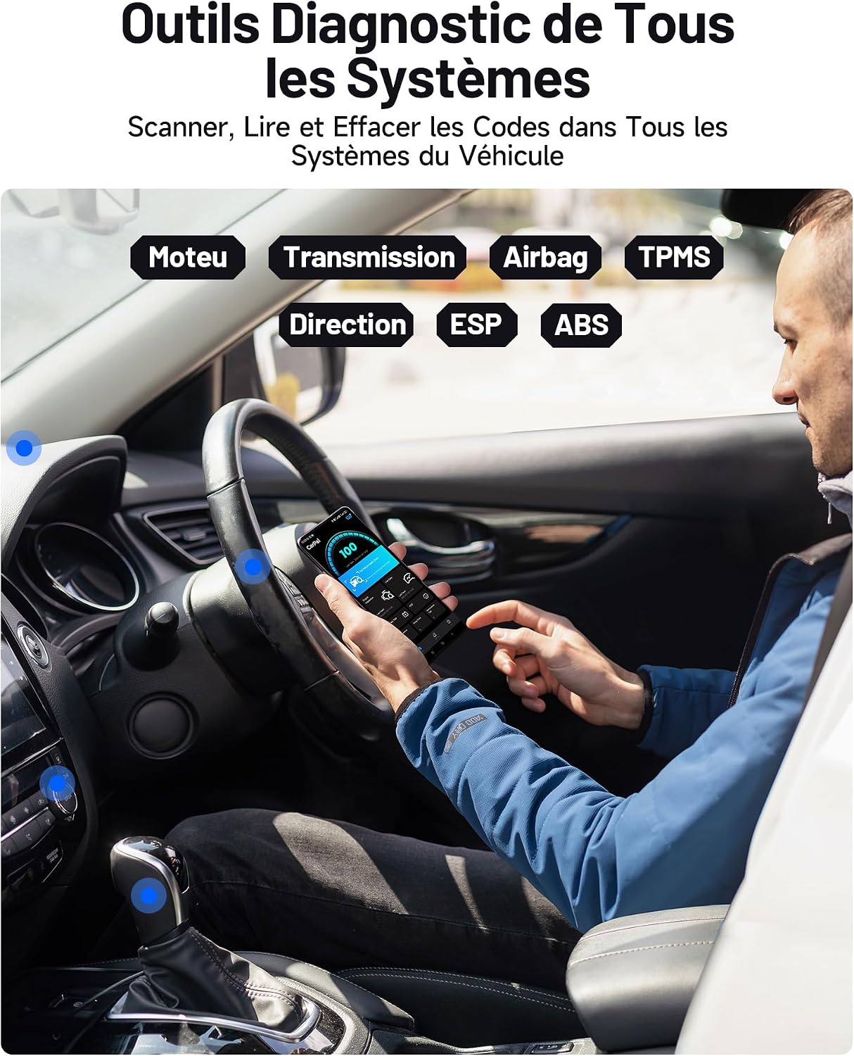 Detalle de TOPDON Carpal-A Valise diagnostic voiture Bluetooth