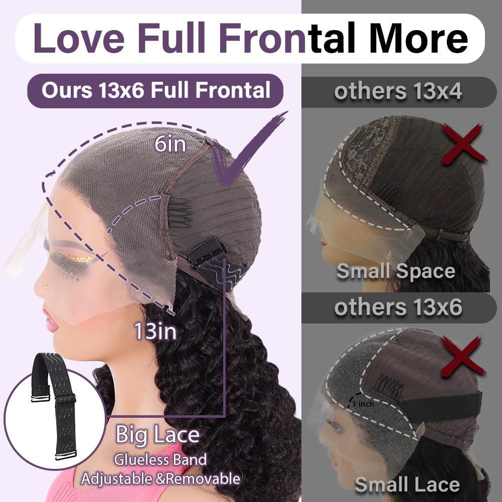 Detalle de Hihmarm Curly Bob Wig (13x6 HD Lace) 100% Human Hair Deep Wave, Glueless Short Bob Wig, 14 Inch