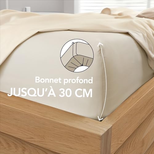 Thumbnail 1 de Dreamzie Drap Housse 160x200 cm – Grand Bonnet 35 cm, Beige