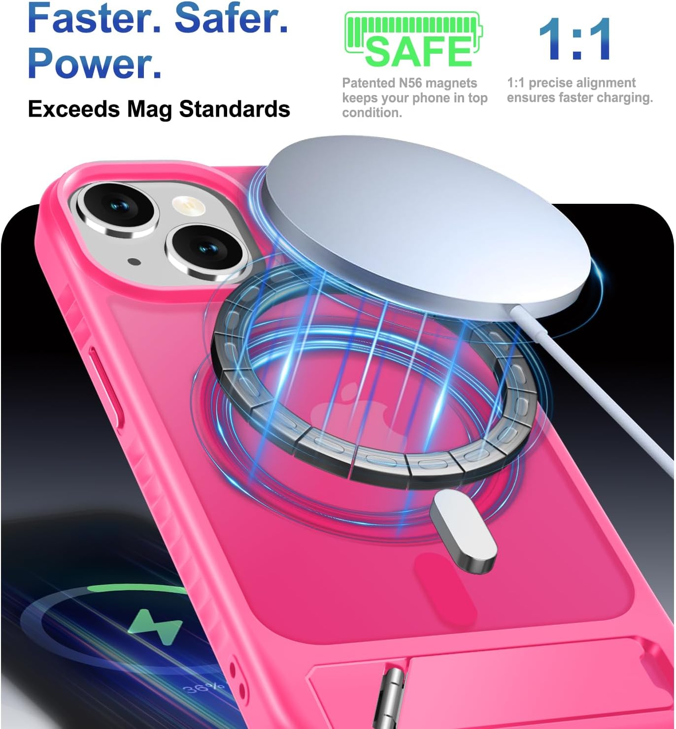 Thumbnail 2 de RMOCR MagSafe Case with Screen Protector & Lanyard for iPhone 15 / 14 (Hot Pink)