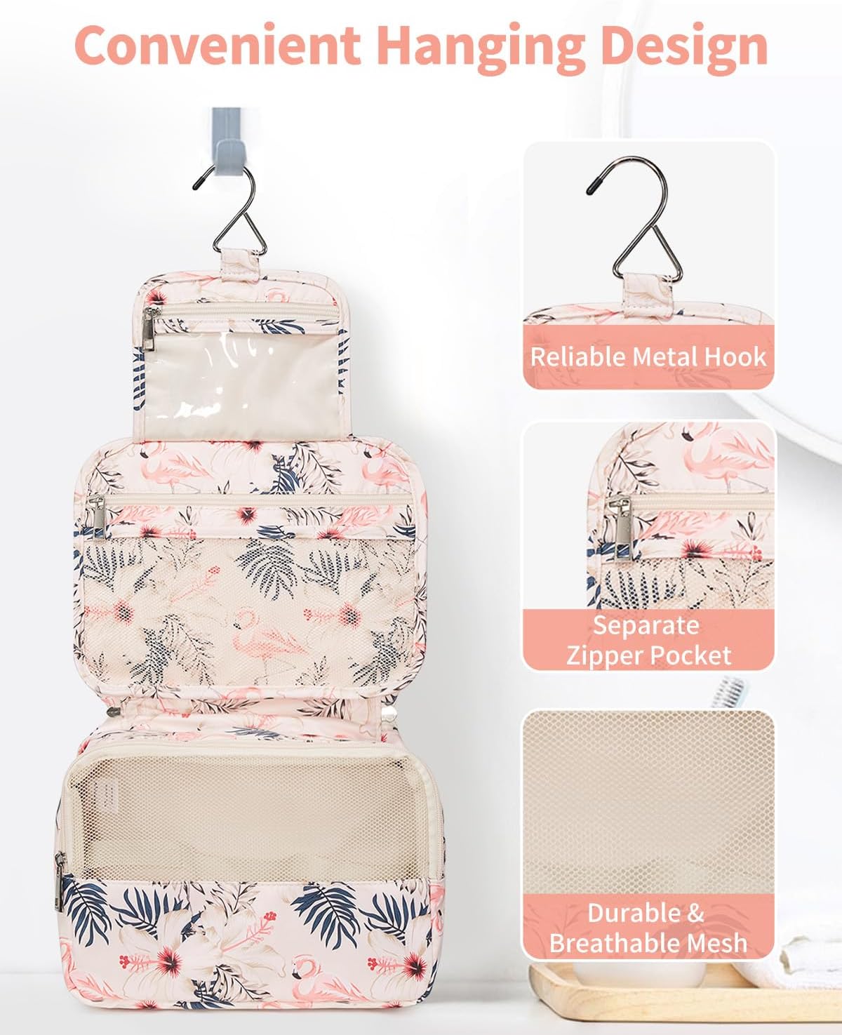 Thumbnail 3 de Kulturtasche Damen Groß zum Aufhängen – Kulturtasche aus gepolstertem, wasserfestem Material (Waschtasche 1)