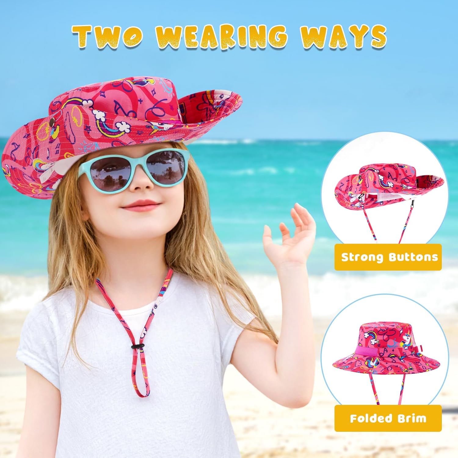 Thumbnail 4 de WAWSAM Kids Girls Sun Hat with UPF 50+ UV Protection, Adjustable Bucket Cap (Unicorn)