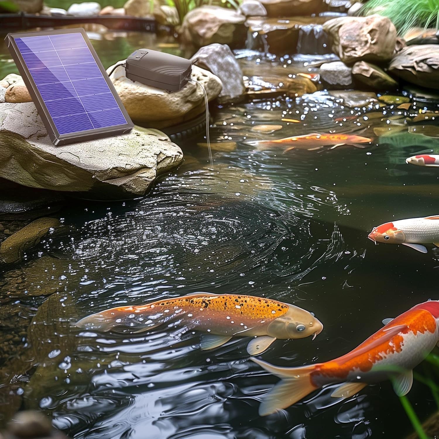 Detalle 2 de Biling Solar-Teichbelüfter 4W – Sauerstoffpumpe für Teich & Hydroponik