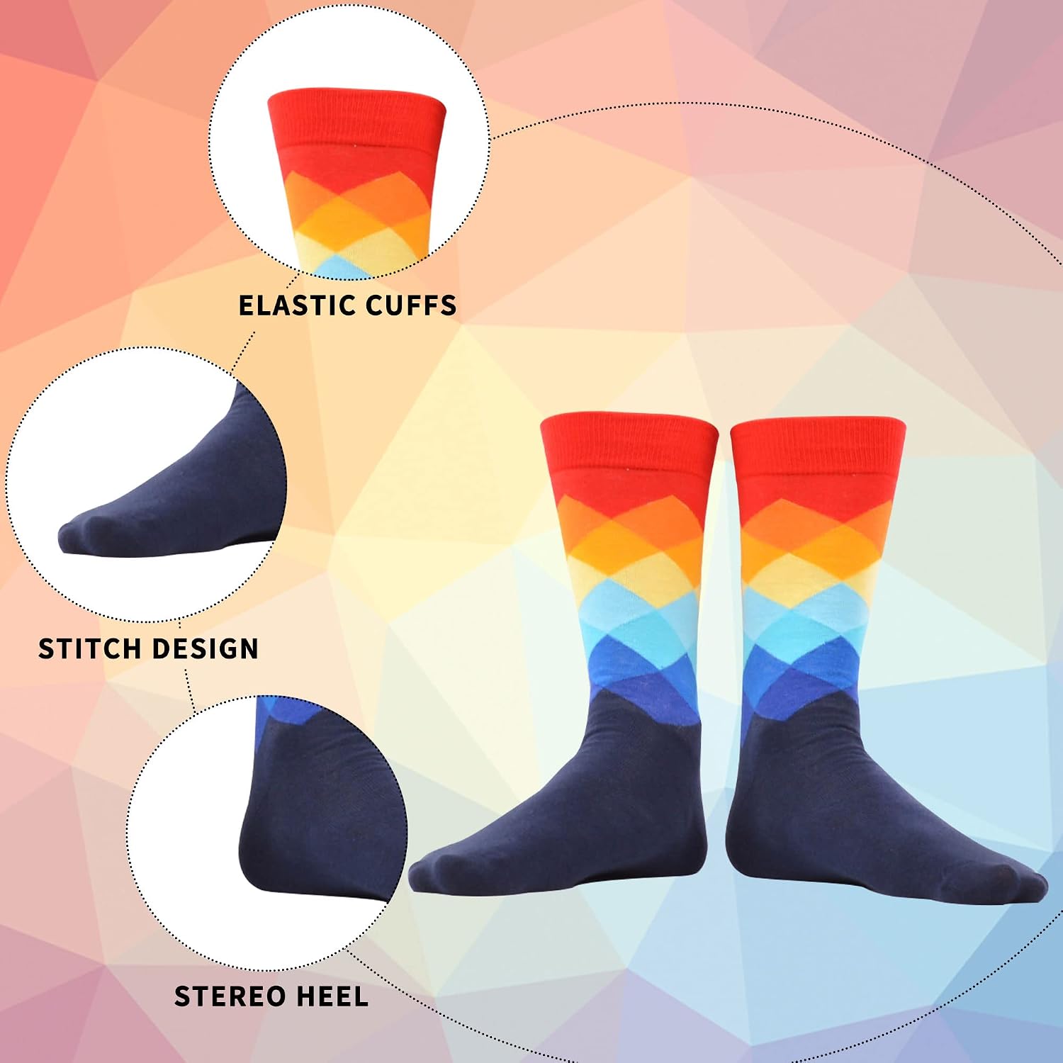 Detalle 2 de Novelty combed cotton crew socks 12 pack