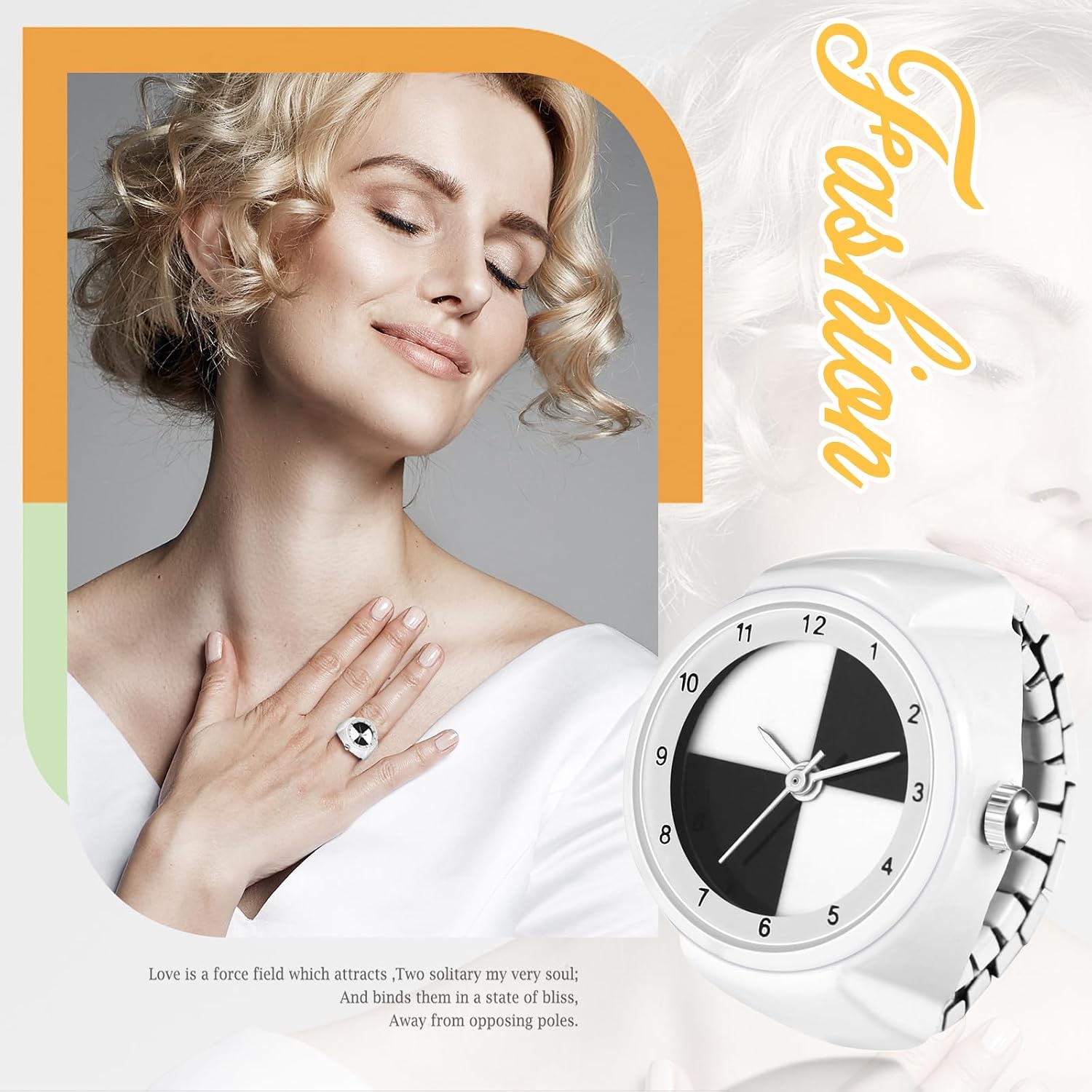 Detalle 2 de Avaner Ringuhr aus Edelstahl für Damen & Herren – moderne Fingeruhr mit elastischem Band und arabischen Ziffern
