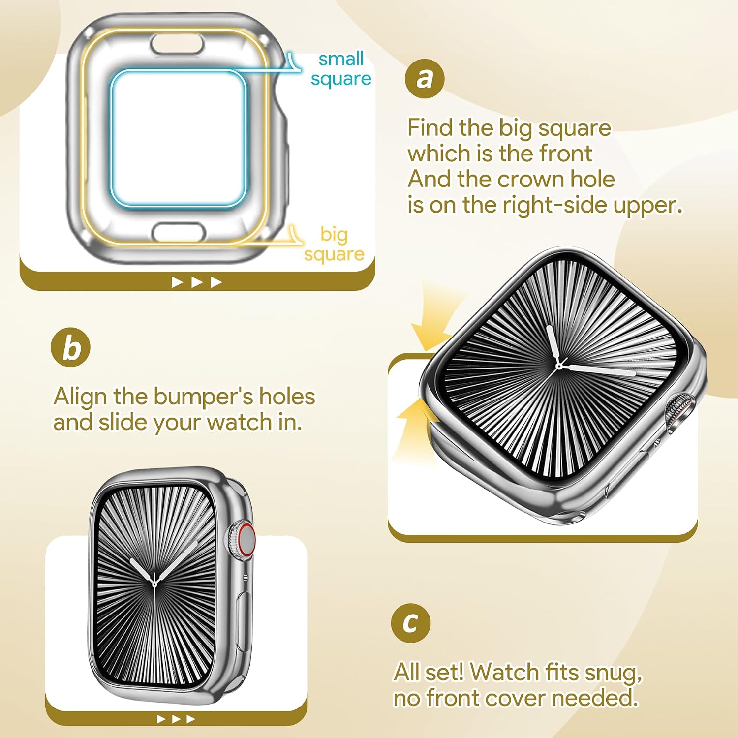 Detalle de JR.DM JRDM-WB-1032 40mm TPU Apple Watch Case, Silver Flexible Bumper
