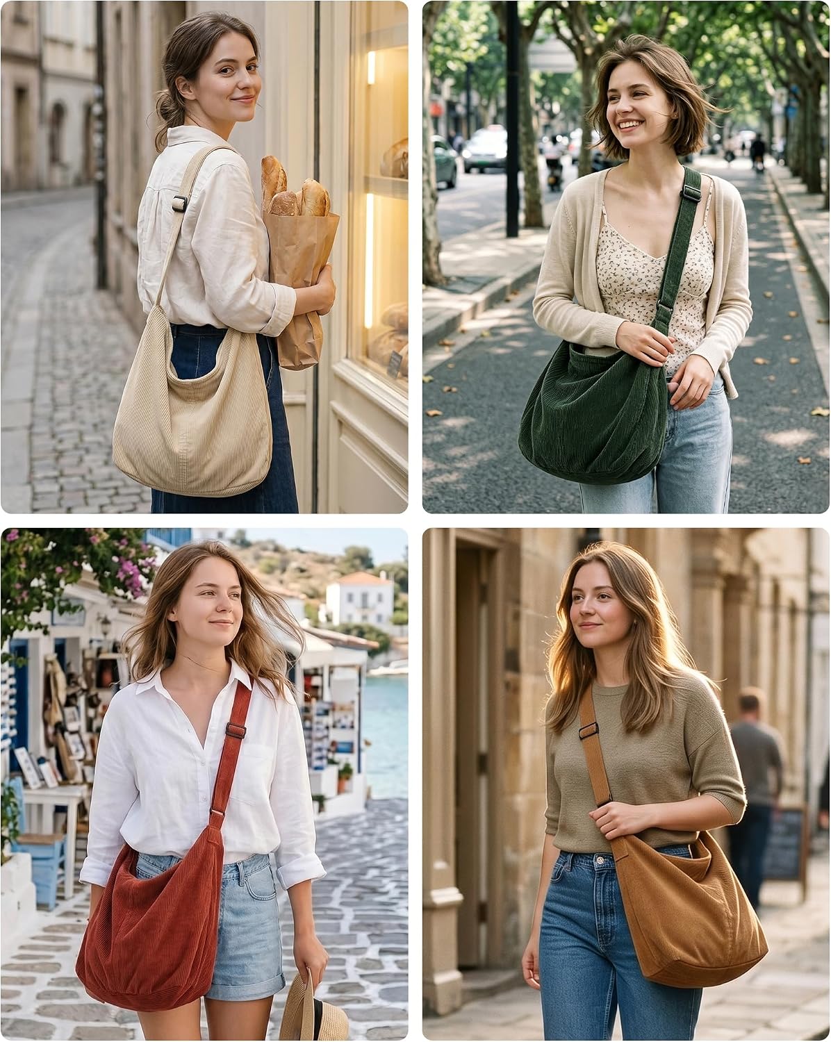 Thumbnail 5 de Makukke corduroy schoudertas voor dames, 38 x 20 x 27 cm