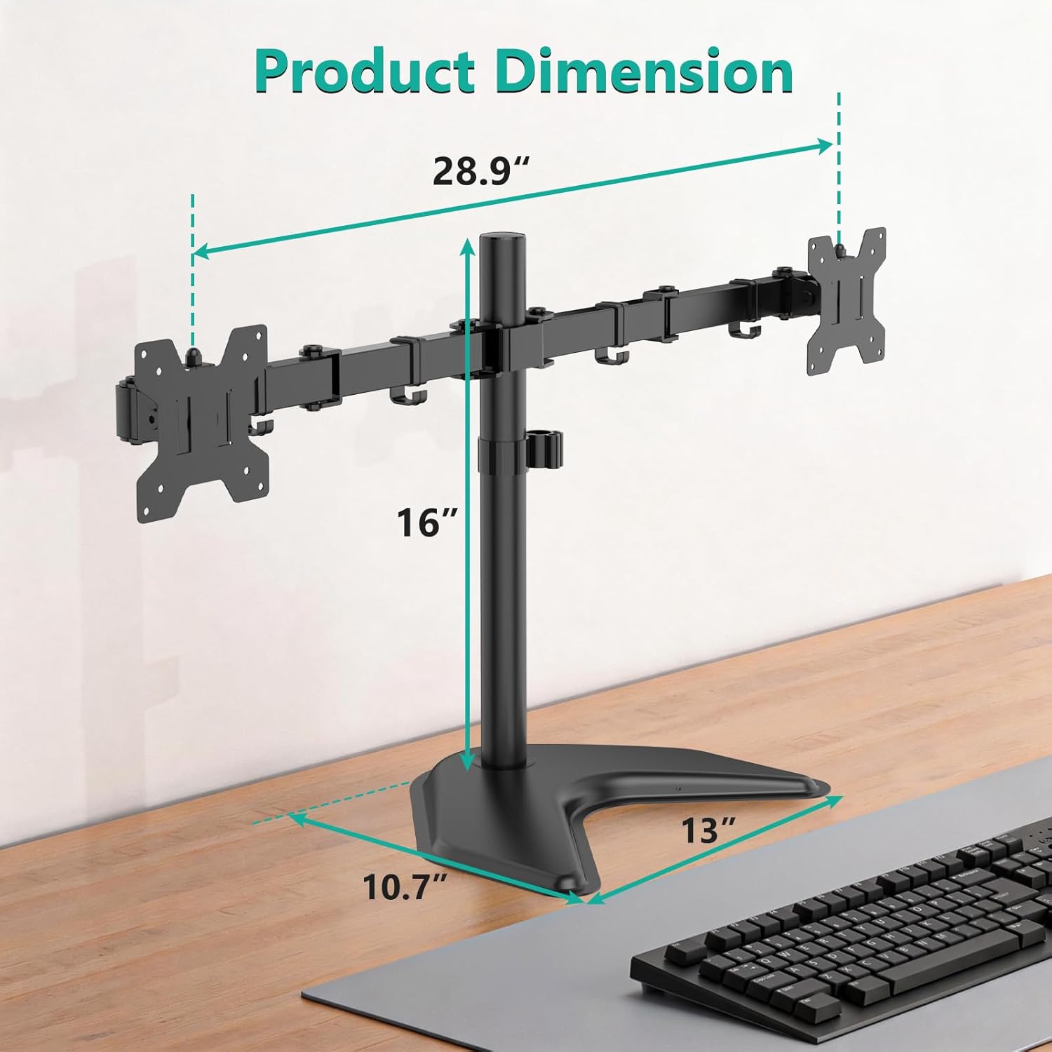 Detalle 2 de WALI MF002 Dual Monitor Stand 27in