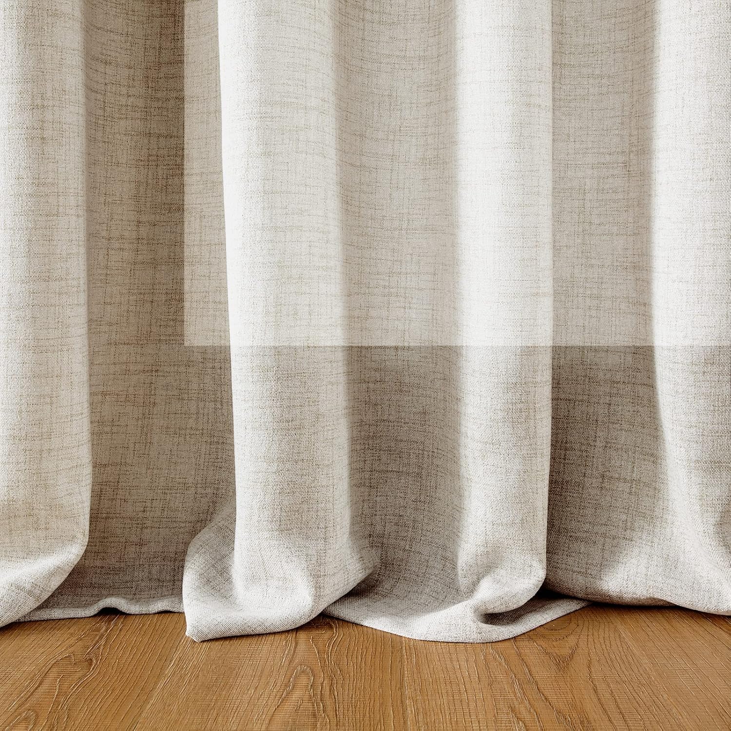 Thumbnail 6 de Melodieux Gardinen mit Kräuselband Beige (Leinen-Optik) – 2er-Set für Schienen, 245 x 140 cm