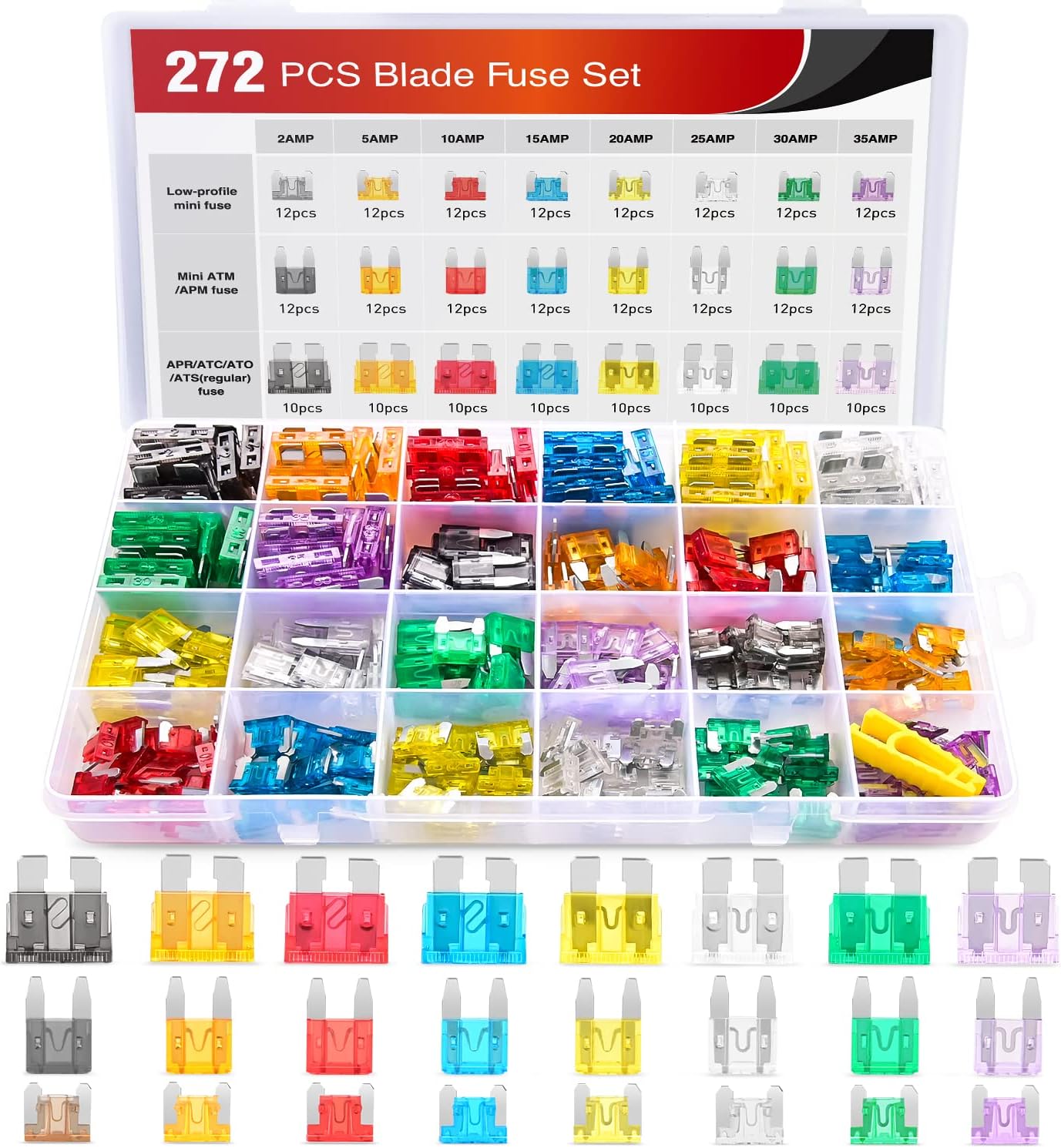 Detalle de Nilight 50019R 272pcs blade fuse assortment