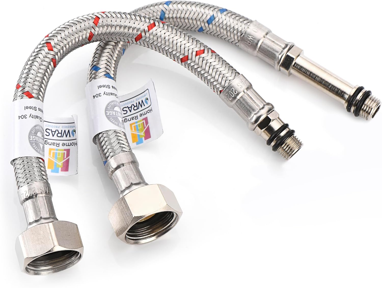 Detalle de Home Range 2X M10 x 1/2, 900mm Flexible Tap Connectors – Braided Stainless Steel, WRAS Approved