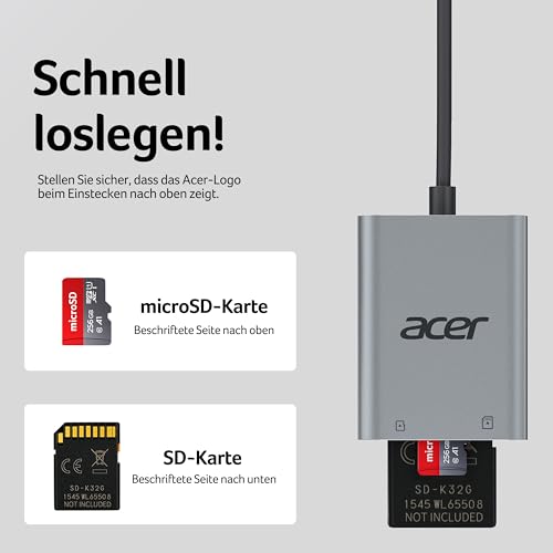 Thumbnail 7 de Acer USB 3.0 Kartenleser 2-in-1 Aluminium, 170 MB/s, USB-A
