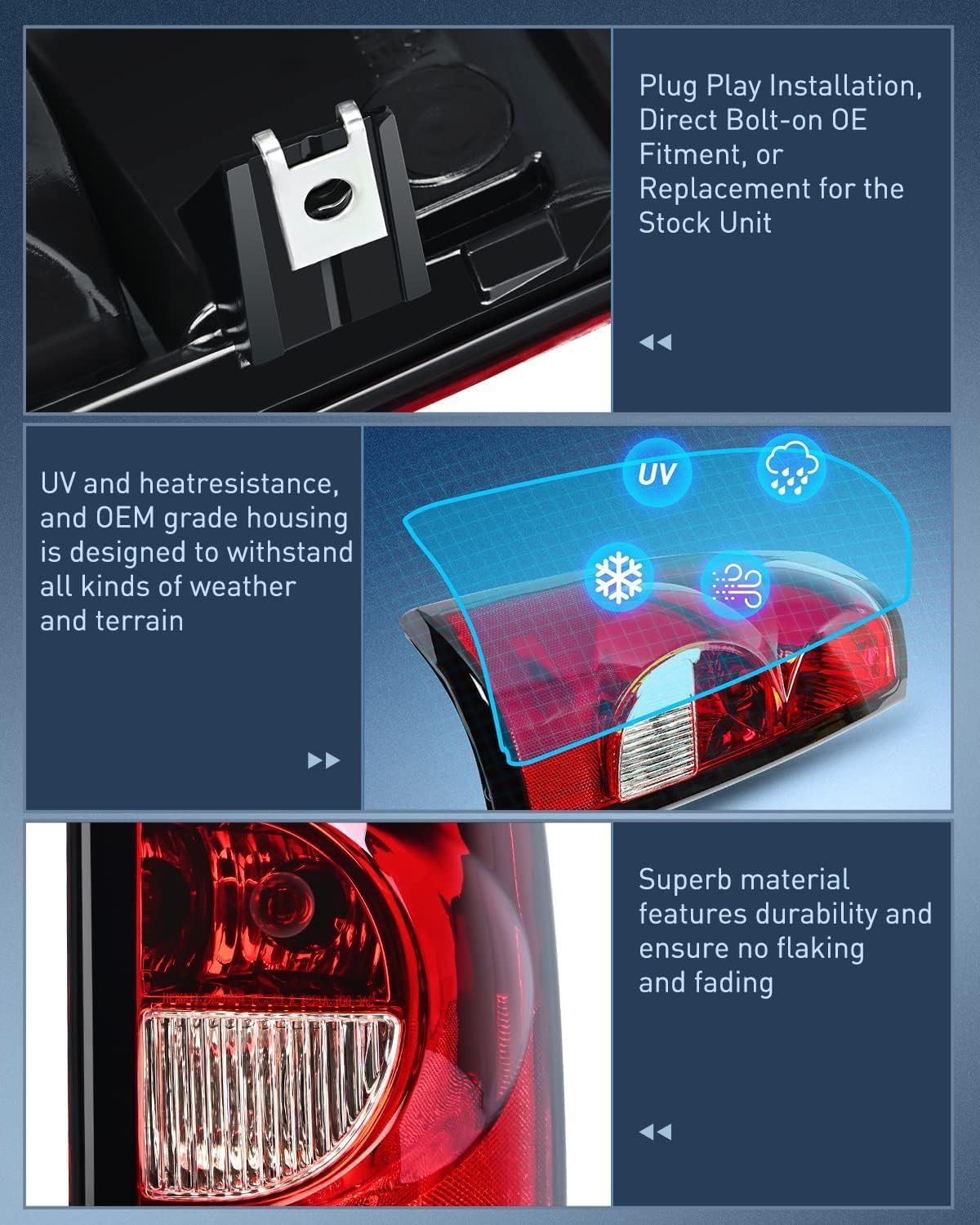 Thumbnail 6 de Nilight Headlight and Taillight Assembly Combo for 2003–2007 Chevy Silverado (Fleetside, OE Style)