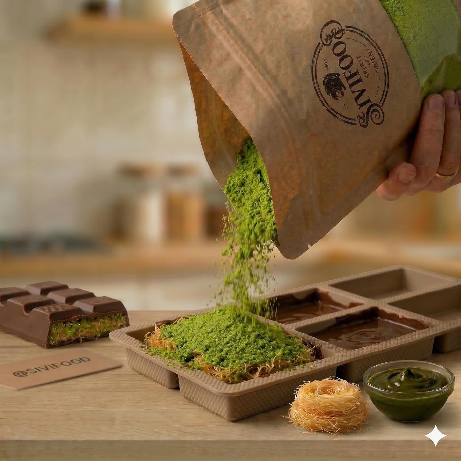 Detalle de SIVIFOOD® gemahlene Pistazien (500 g) naturbelassen – ungesalzen, vegan, fein zum Backen