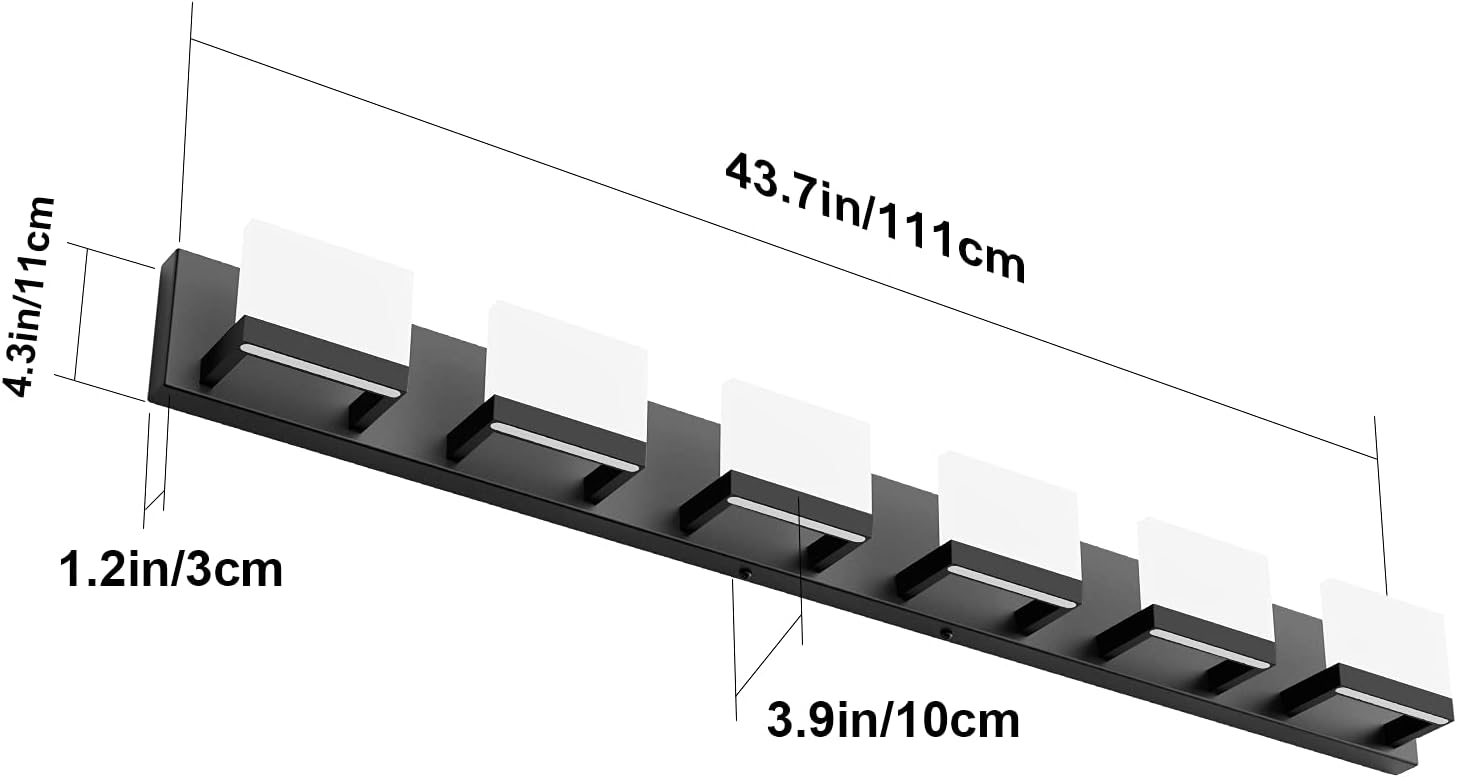 Thumbnail 6 de Tipace Ca-1103-6T-black 6-Light Bathroom Vanity Light, Matte Black, 6000K
