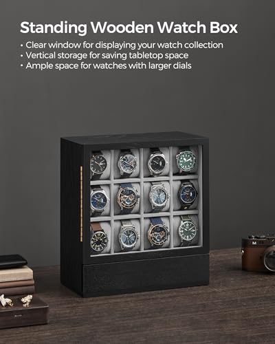 Thumbnail 1 de SONGMICS 12-Slot Wooden Watch Box JOW014B01 (Ebony Black)